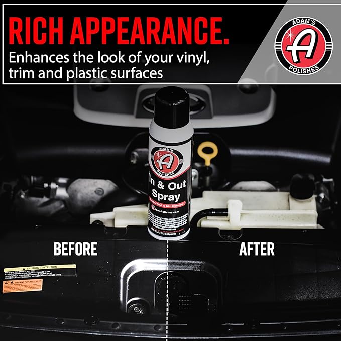 Adam's in & Out Spray (3 Pack) - Interior & Exterior Car Detail Spray for Plastics, Rubber & Vinyl, Fast Coverage, Streak-Free Finish