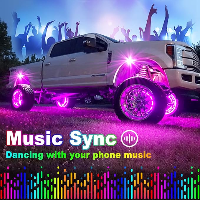 YiLaie RGB Rock Lights for Trucks, 10 Pods LED Underglow Neon Kit with APP & Remote, Music Mode Waterproof IP68 Multicolor Wheel Well Lights for Truck Off Road ATV UTV RZR SUV