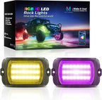 MICTUNING 2026 1000% Bright Q1 MAX RGB+IC LED Rock Lights, 48 LEDs 2 Pods Chasing Dreamcolor Extensible Underglow Multicolor Neon Light Underbody Lighting Kit for Truck ATV UTV Boat (No Controller)