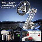 Ultra Magnetic Long-Arm Phone Holder Stand, Fits for MagSafe Car Mount Bracket【Windshield+Vent+Dash】, 360° Rotation Adjustable Strong Magnet Car Mount Desk Office Phone Cradle Holder, Silver