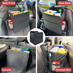 Witaxima 2 Pack Upgraded Car Seat Organizer Backseat with Storage Pockets, Multipurpose Car Organizer Hanging Car Trash Bag Premium PU Leather Garbage Can 2.14 Gallon Large Capacity Accessories Black