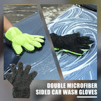 1300GSM Microfiber Car Cleaning Kit 4 Pack, 2 Chenille Wash Mitts & 2 Drying Towels (90cm×60cm & 60cm×40cm), Scratch-Free Lint-Free for Car RV Truck