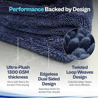 Captain's Car Care "The Kraken Drying Towel #1 Best and Largest Towel for Truck Detailing Streak Free, Massive 30x40 Inch Size, 1300 GSM Ultra Soft, Large Twisted-Loop Microfiber 70/30 Blend