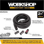 WORKSHOP Wet/Dry Vacs Shop Vacuum Accessories WS25022A Extra Long Hose Attachment, 2-1/2-inch x 20-feet Locking Hose for Wet Dry Shop Vacuum Cleaners