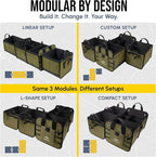 4-Section Extra Large Trunk Organizer – Heavy Duty 1680D, Collapsible & Foldable Cargo Organizer, Modular Multi-Shape Storage System for SUVs, Trucks, Vans – Green