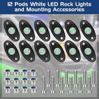 Macarrie 12 Pods Rock LED Lights for Car SUV Underglow Lights Waterproof Neon Trail Rig Lamp Lighting for Truck Motorcycle Boat ATV UTV and More(Green)