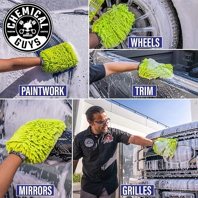 Chemical Guys CWS20864M Car Wash Starter Bundle - Watermelon Snow Foam Car Wash Soap, 64 oz (Half Gallon) Watermelon Scent + Chenille Wash Mitt (2 Items) Works on Cars, Trucks, SUVs, RVs & More