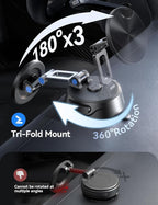 JOYROOM Car Phone Holder, [Tri-Fold] MagSafe Car Mount for Car, [Suction Pro+Gel Base] 360° Rotation Car Phone Mount Ultra-Strong Magnet for iPhone 17 16 15 14 13 12 and Other Series, ZZV1