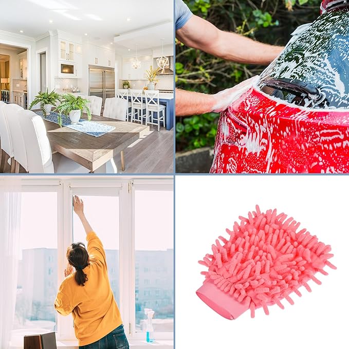 M METERXITY Microfiber Wash Mitt - Chenille Reusable Gloves for Cleaning, Scratch-Free, Apply to Kitchen House Cleaning