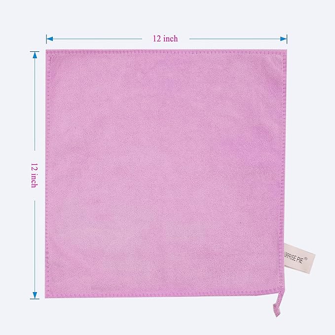 Microfiber Cloth 6Pack Cleaning Rags Absorbant Lint Free Cloth for House, Kitchen, Car, Glass, Stainless Steel, Window, Boat Cleaner-12''x 12''-Purple
