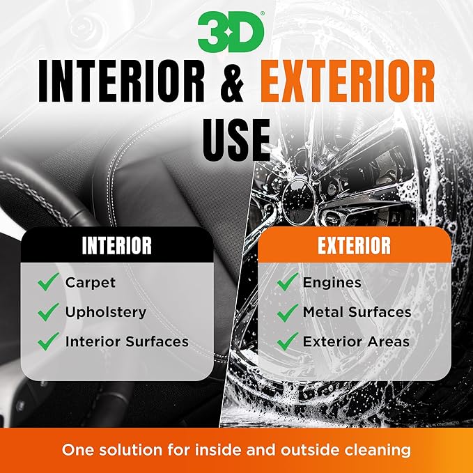 3D Orange Degreaser – Citrus-Based Car Cleaner for Oil, Grease, Grime & Adhesives – Water-Based, Non-Corrosive, Eco-Friendly, Interior & Exterior Use - 16 Fl oz