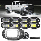 Pure White LED Rock Lights 8 Pods - Waterproof LED Underglow Light, Underbody Glow Lamp for Car Truck ATV UTV SUV Offroad Boat