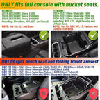 TACOBRO Center Console Organizer Compatible with 2020-2023 Silverado/Sierra 2500/3500HD/ 2019-2022 Chevy Silverado 1500 / GMC Sierra 1500 Accessories - Full-Coverage Insert Tray, ABS material Black