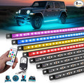 MICTUNING U8 RGB+IC Underglow LED Light Bars (8-Piece Kit) 888 LEDs, Dual Remote Control, Chasing/Fading Modes, IP68 Waterproof Aluminum Housing