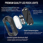 Car RGB LED Rock Lights Kit, 4 Pods High Bright Multilcolor Underglow Neon Lights with APP & Music Mode, IP68 Waterproof Rock Light for Trucks, Cars Decorative Accessories