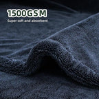 2-Pack 24" x 36" 11.8" x 11.8" Twisted-Loop Car Drying Towel 1500GSM Microfiber Cleaning Cloth for Car Trucks Motorcycles Streak Free Lint Free Ultra Absorbent Washing Cloth for Kitchen Window (Blue)