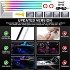 Dreamcolor Acrylic Interior Car LED Strip Light with Wireless APP, RGB 6 in 1 with 175 inches 593 LEDs Fiber Optic Strip Lights for Car, Dynamic Chasing Music Sync Neon Car Ambient Lighting Kits