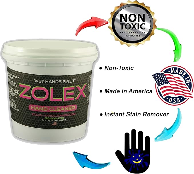 Zolex Water Activated Hand Cleaner for Working Hands| Stain Remover for Heavy Duty Workers | Grease Remover for Mechanics and Heavy Duty Workers - Non-Toxic Petroleum Free (3 lb Tub)