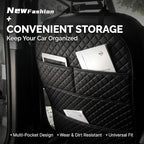 2 Pack Luxury PU Leather Car Seat Back Protector, Waterproof Kick Mats for Kids, No-Sag Backseat Organizer with Sleek Storage Pockets, Easy to Clean Auto Interior Accessories for SUV & Sedan (Black)