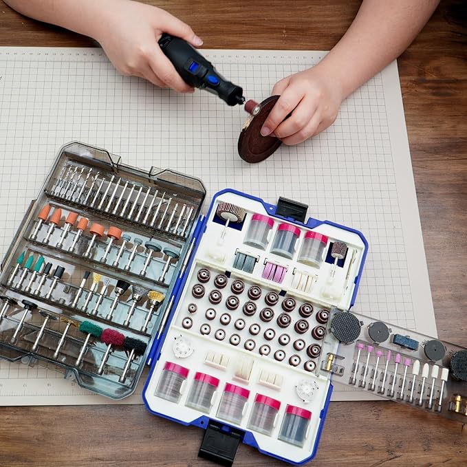 652-Piece Rotary Tool Accessory Kit, Dremel Compatible, Includes Grinding, Sanding, Cutting, Drilling, Cleaning, Polishing, Carving Bits & Attachments for DIY Enthusiasts