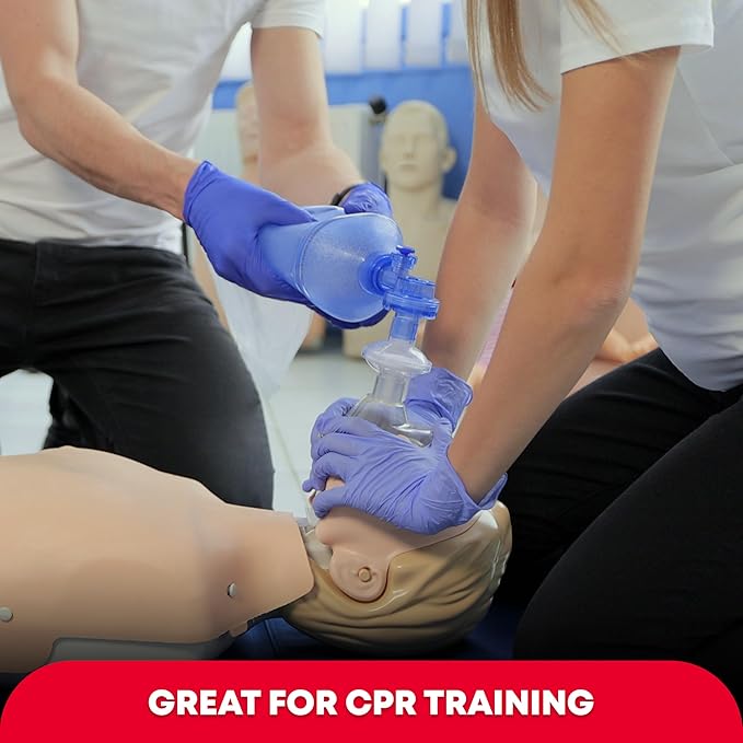 Adult and Infant CPR Mask Combo Kit – 50-Pack – 100 Valves, 50 Gloves, 100 Alcohol Pads – Bulk Set for First Responders, CPR Training