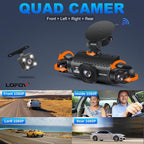 4 Channel Dash Cam 360° View, 2K Front and Rear Inside, Left Right Dash Camera for Cars, 8 IR Lamps Night Vision, 5G WiFi & APP Control, G-Sensor, Parking Mode, with a Free 64GB SD Card