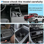 3PCS Center Console Organizer Compatible with 2023-2026 Honda Pilot/2026 Honda Passport Insert Divider Tray & Armrest Storage Box Divider Storage Tray Interior Accessories