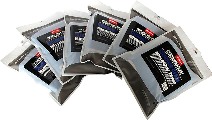 Maxshine 16”x24” Universal 6-Pack Dark Blue Microfiber Towel - 600GSM Ultimate Crazy with Silver Silk Border - Rinse-Free, Scratch-Free Drying Towels for Cars - Perfect for Car Detailing