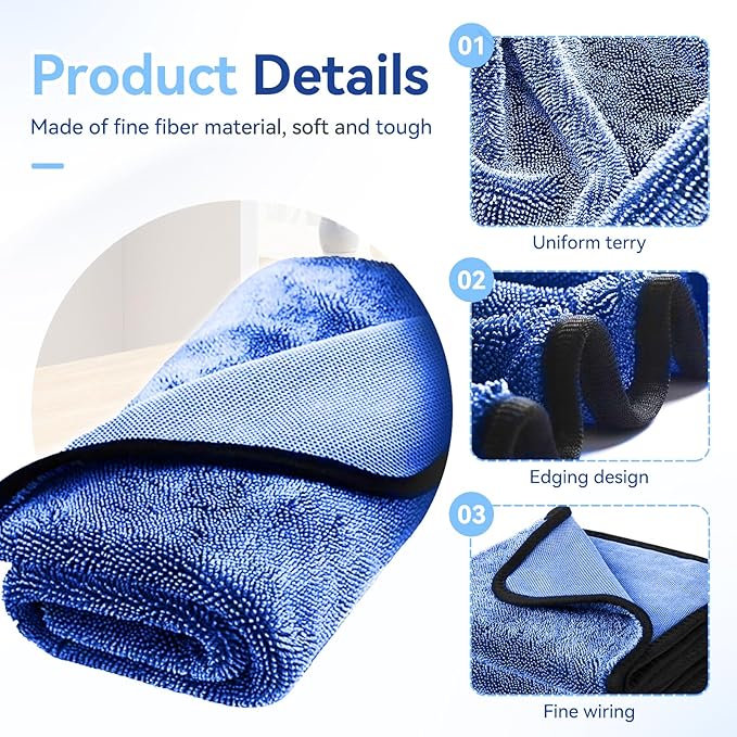 Shower Cleaning Cloths, Microfiber Towels for Cars, Soft, Absorbent, Quick Drying, and Non damaging car Cleaning Cloths, Car Drying Towels are Very Suitable for Cars, Trucks, Motorcycles