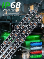 LED Strip Lights 12V Cuttable IP68 Waterproof 12 Inch Interior Exterior Underbody Light for Car SUV Truck Motorcycle Boat Golf Cart 18 SMD 5050 Green 4 Pack