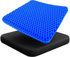 EcoNour Gel Seat Cushion for Long Sitting – Blue | Double-Layer Honeycomb Gel Cushion for Office Chair, Car & Wheelchair | Pain Relief for Tailbone, Sciatica & Back Support