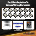 maXpeedingrods 12 Pods White Rock Lights 400LM 6000K, High Bright 432 SMD 5050 Chips with 43cm Wires, LED Underglow with Waterproof 3D Lens for Off-raod Truck Golf Cart Car Boat Motorcycle