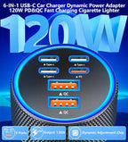 [Apple MFi Certified] iPhone 17 Car Charger, KYOHAYA 6-Port 120W USB-C&USB-A Power Cigarette Lighter Fast Charging PD/QC USB-C Car Charger + Type-C Braided Cord for iPhone 17/17 Pro/16/15/Galaxy/Pixel