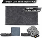 The Giant Giant 24"x36" Car Drying Towel – Ultra Absorbent 1200 GSM Twisted Loop Microfiber, Scratch-Free, Streak-Free, 70/30 Korean Blend – Includes Wash Mitt & Glass Towel for Auto Detailing