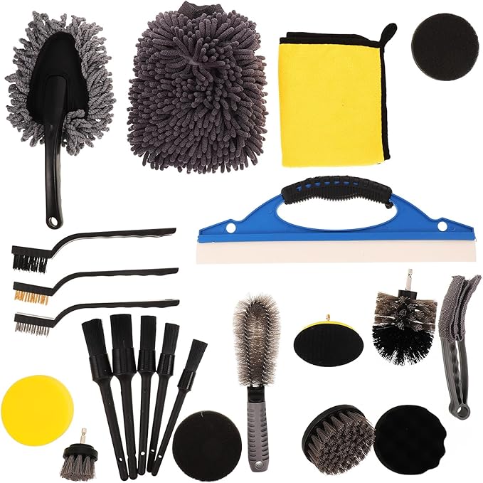 Gadpiparty 23 Pcs Car Wheel Cleaner Brush and Rim Cleaner Brush Set for Automotive Wheel Hub and Tire Cleaning Multipurpose for Interior and Exterior Maintenance