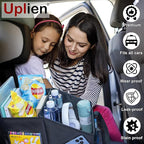 Front-Back Seat Car Organizer Box - Portable Passenger Seat Organizer, Odorless Fabric Car Seat Organizer, Universal Foldable Auto Seat Storage Caddy for Kids & Adults Road Trip Essentials (Black)