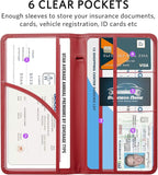 CoBak Car Registration and Insurance Holder - Vehicle Glove Box Car Organizer,Auto Truck Comparment Accessories Case with Magnetic Closure for Driver License,Cards, Carbon Red