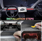 Acrylic Interior Car LED Strip Light with 6mm Sewing Edge - 43.3 inches Ambient Lighting Kits, Neon LED Strip Light(110CM/43.3IN, Red)
