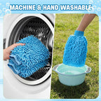 24 Pack Car Wash Mitt Bulk Microfiber, 10'' x 8'' Chenille Car Wash Mitt Gloves, Scratch Free Double Sided No Lint No Marks for Truck SUV and All Vehicle Surfaces (Blue)