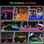 Acrylic Interior Car LED Strip Light with 6mm Sewing Edge - 43.3 inches Ambient Lighting Kits, Neon LED Strip Light(110CM/43.3IN, Ice Blue)