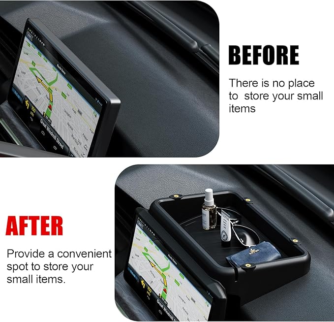 Dashboard Behind Screen (8-Inch) Storage Box for 2026 2025 2024 Toyota Tacoma & 2025 2026 4runner Accessories, Center Console Organizer Tray with Anti-Slid Pad for 4th Gen Tacoma (8 Inch Screen only)