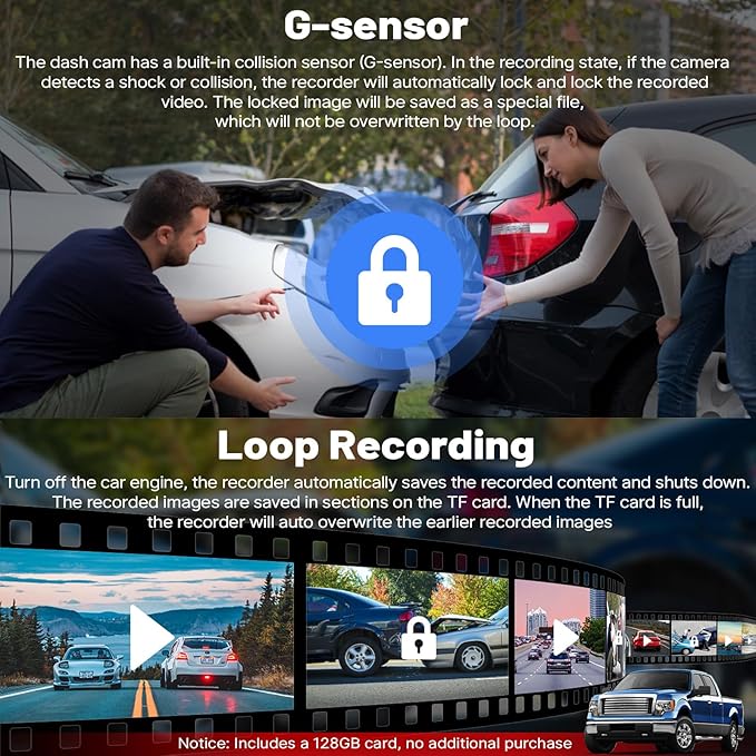 4K Dash Cam for Ford F150/F250/F350 2021-2026 (Model A), Front 4K Dash Camera, UHD 2160P Video, OEM Style, WiFi & APP, Loop Recording, G-Sensor, 24H Parking Monitor + 128GB Card