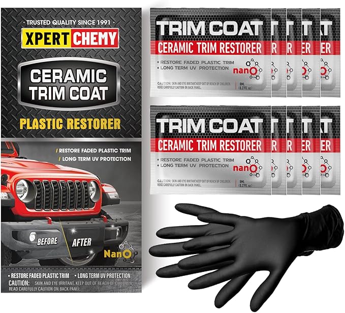 XPERTCHEMY Ceramic Trim Coat Kit, Plastic Restorer for Cars Ceramic Coating Wipes to Lasting Over 230 Washes,The Ceramic Coating Helps Improve Optical Clarity On Clear Car Plastic