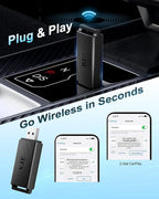 VJB Wireless CarPlay &Android Auto Adapter for iPhone & Android | Converts Wired to Wireless | Plug and Play Stable Connection Fast Auto-Connect (iOS 10+, Android 10+, 2016+ Cars)
