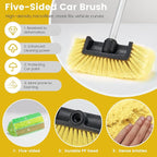 Car Wash Brush with Long Handle, 60'' Soft Bristle Cleaning Brush, Car Cleaning Brushes, Carwash Brushes for SUV, RV, Boat, Truck, House Siding, Sweep Snow, Yellow