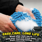 Salty Captain Microfibre Mitt & Towel Set – Ultra-Soft Wash Mitt for Scratch-Free Cleaning – XL Car Drying Towel for Streak-Free Shine – Interior & Exterior Car Detailing Kit