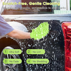 3 Pack Chenille Microfiber Car Wash Mitt, 7" x 9.6" Car Washing Mitts, Home Dusting Gloves, Scratch Free Lint-Free, Highly Absorbent, Double Sided, for Cleaning Detailing Polish (Blue,Green,Grey)