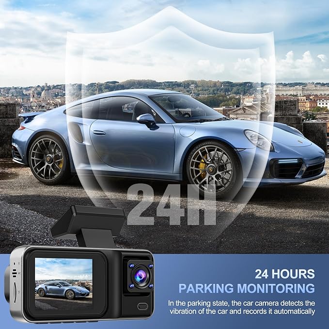 3 Channel 4K Dash Cam with 5GHz WiFi & APP Control, 4K+1080P+1440P Dash Cam Front and Rear Inside with 64GB Card, Dash Camera for Cars with Night Vision, Loop Recording, 24H Parking Mode, G-Sensor