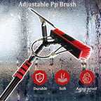 Retractable Aluminum Alloy Cleaning Pole with 180° Rotatable Brush & Squeegee for Effortless Conservatory Roof & Solar Panel Cleaning
