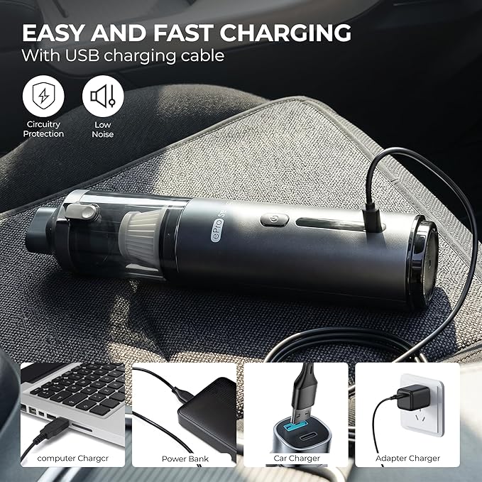 Apical Life Handheld Vacuum Cleaner, EV1396 Cordless 100W 16000Pa Strong Suction with 14–24 Min Runtime, Multi-Nozzle Design & Floor Brush for Home Cleaning, Car Detailing & Tight Spaces